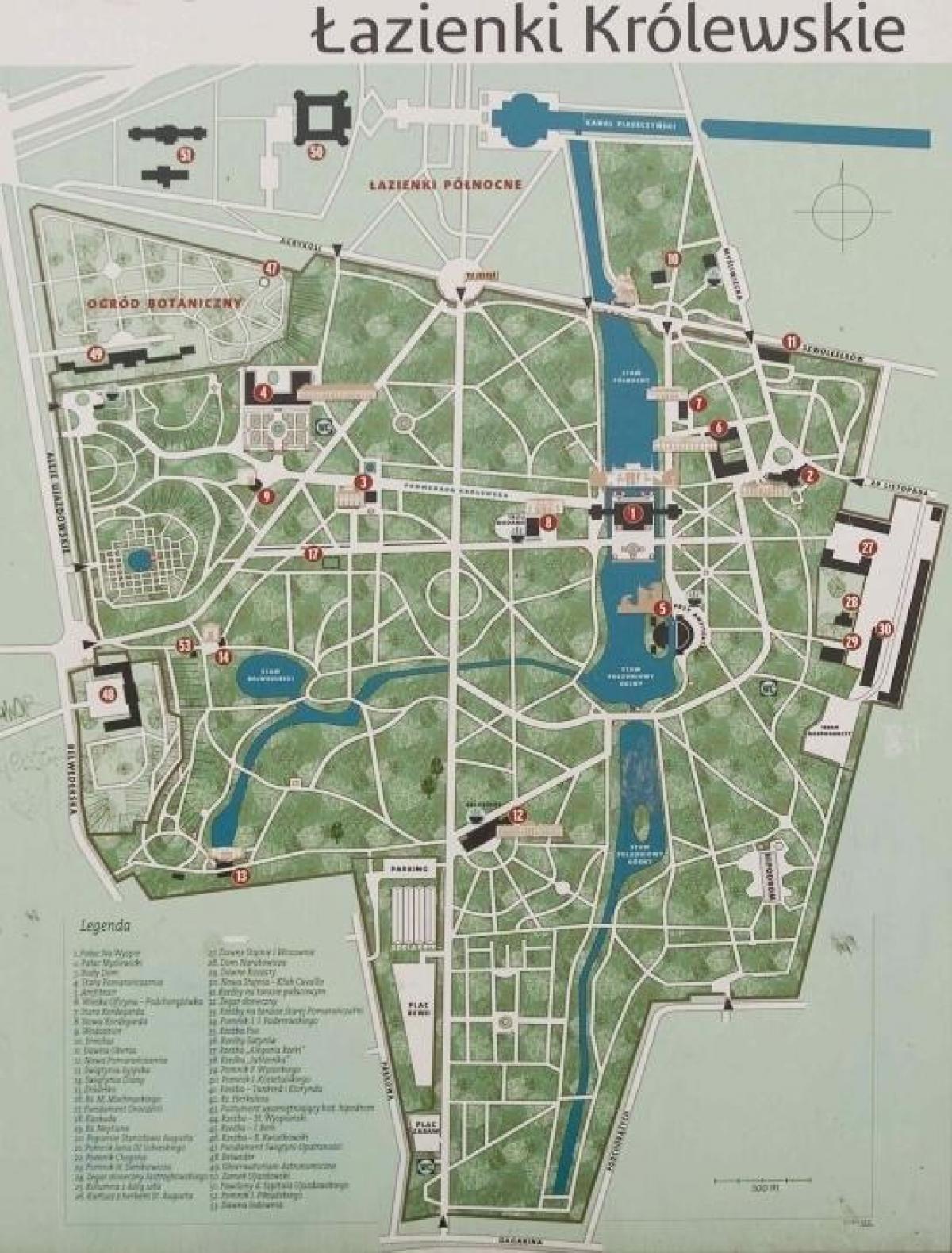 lazienki park Warschau kaart