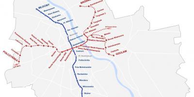 Metro kaart van Warschau