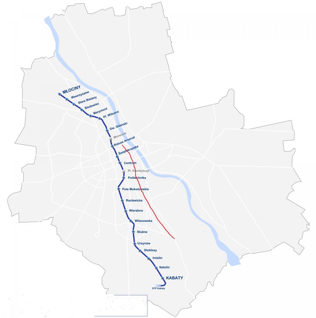 Kaart van Warschau koninklijke route 