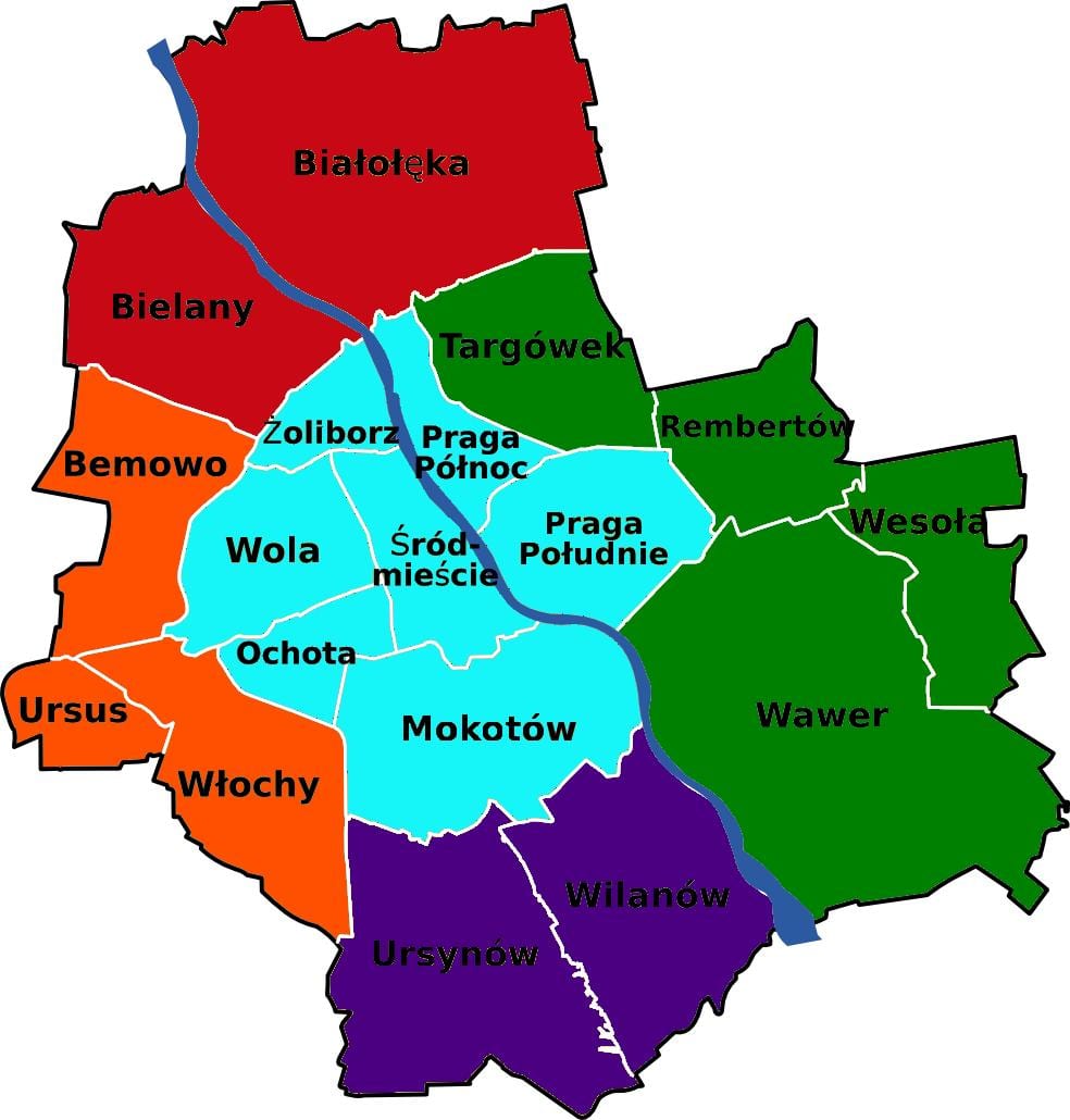 Kaart van Warschau