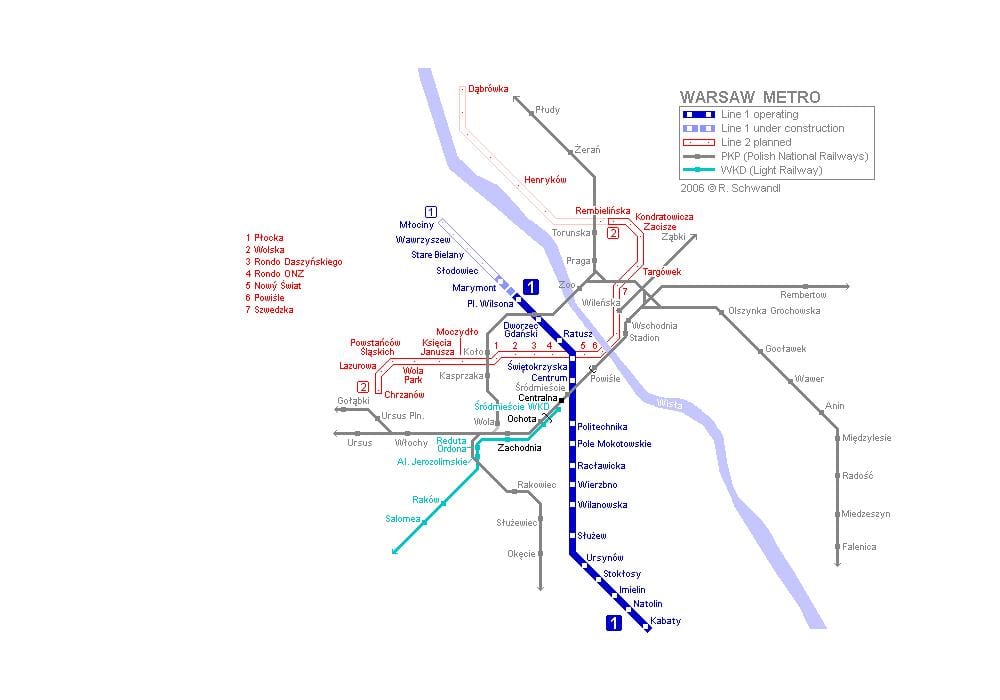 Warschau metro kaart