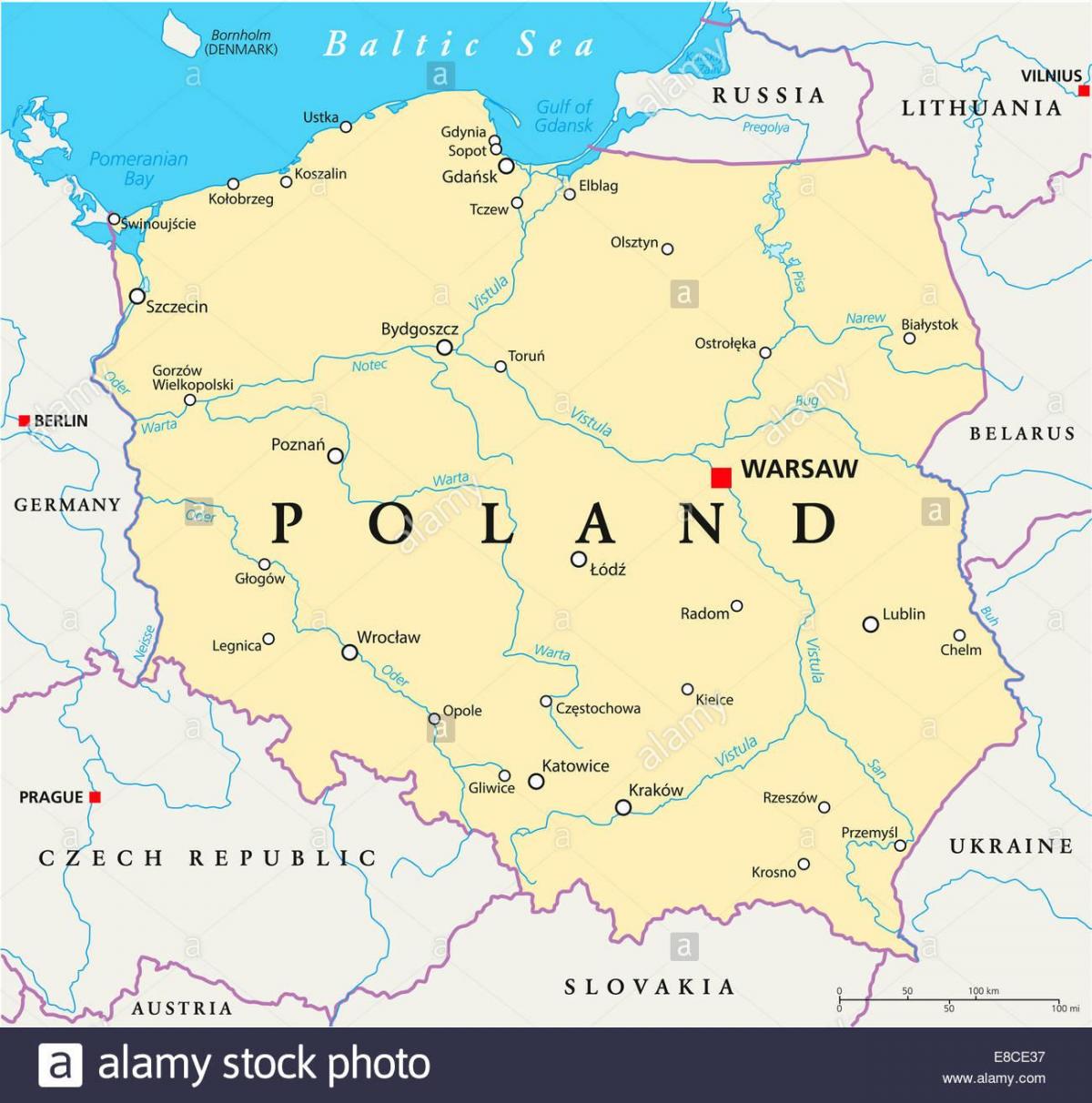 Warschau locatie op de kaart van de wereld