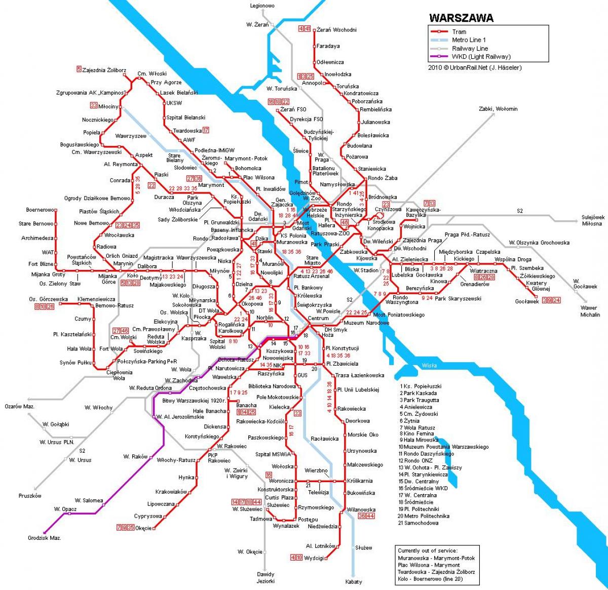 Warschau trein kaart