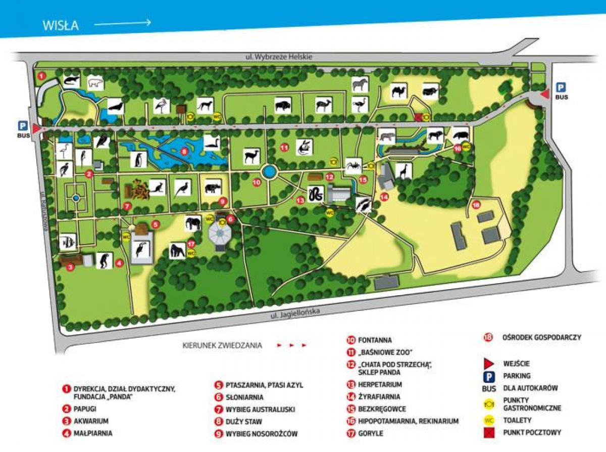 Kaart van Warschau dierentuin 