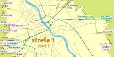 Kaart van Warschau zone 1 2 
